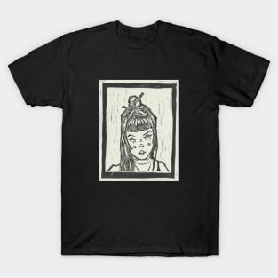 Linocut print girl T-Shirt